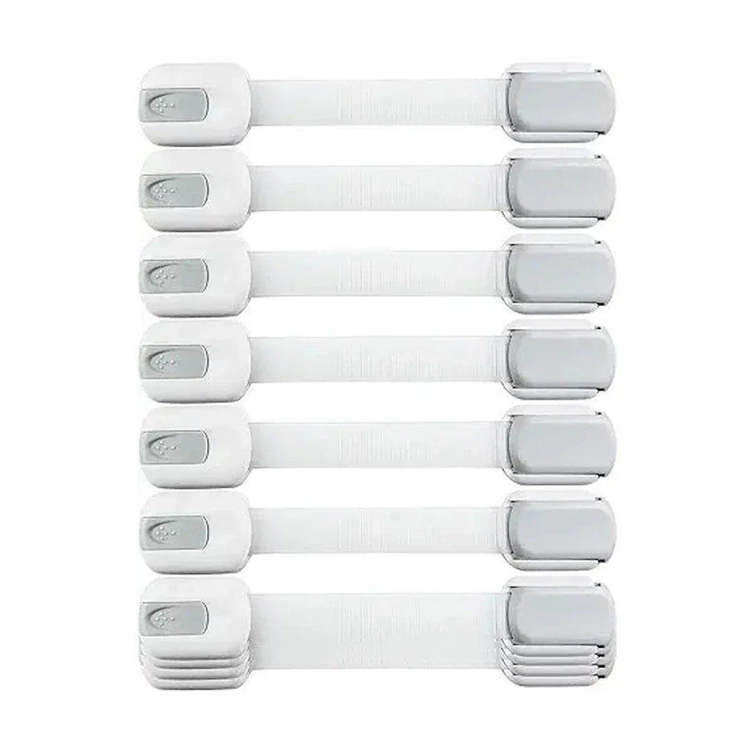 Wappa Child Safety Strap Locks (10 Pack) Baby Locks for Cabinets and Drawers, Toilet, Fridge & More. 3M Adhesive Pads. Easy Installation, No Drilling Required, White/Gray