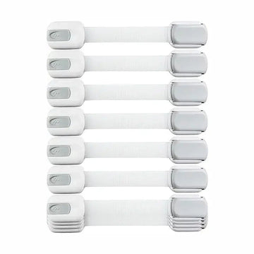 Wappa Child Safety Strap Locks (10 Pack) Baby Locks for Cabinets and Drawers, Toilet, Fridge & More. 3M Adhesive Pads. Easy Installation, No Drilling Required, White/Gray