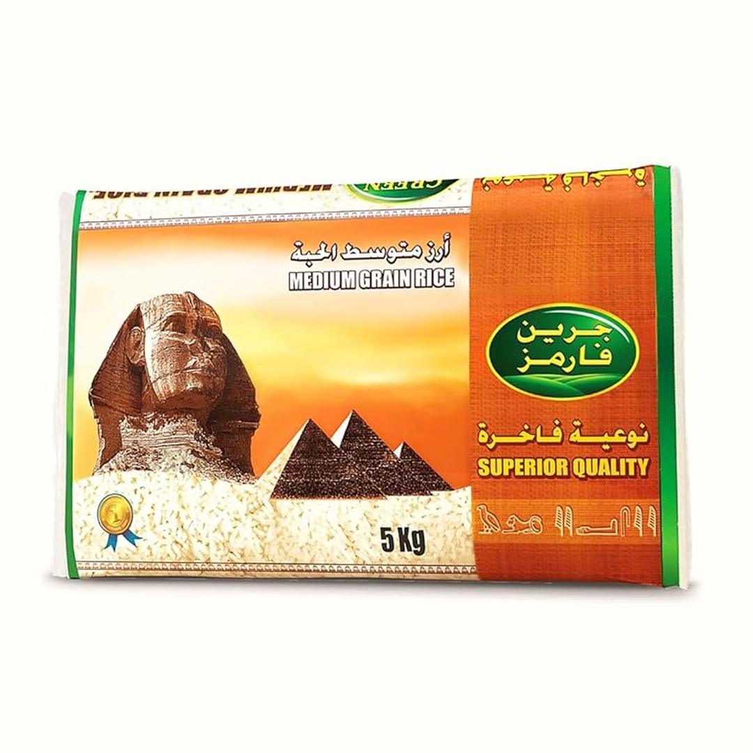 Green Farms Medium Grain Rice Grade 1, 5Kg - Pack of 1, 100030