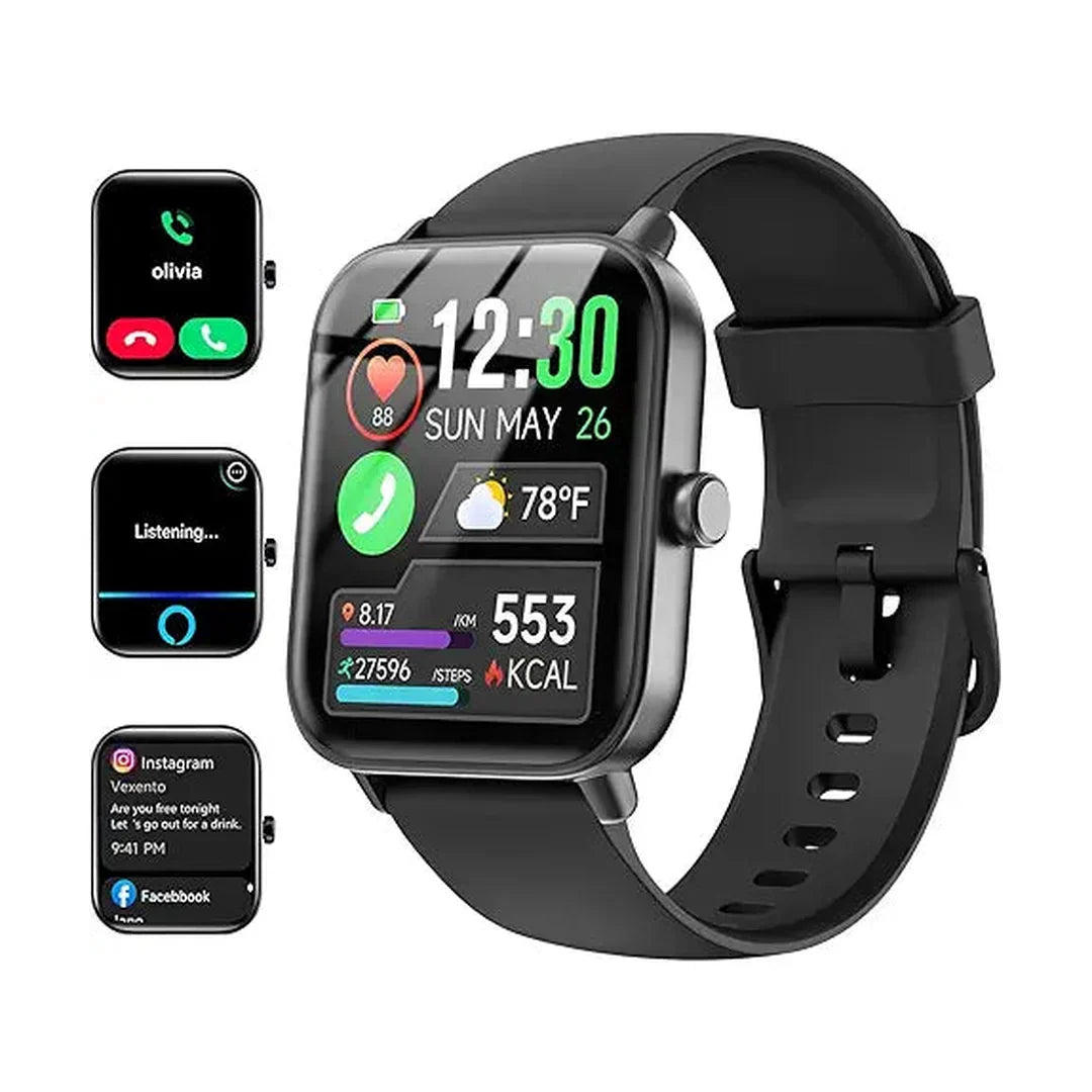 Smartwatch for Men and Women, Alexa Built-in, 4.5 cm Fitness Tracker, IP68 Waterproof Smartwatch for Android and iPhone with Bluetooth Call (Answer/Make),