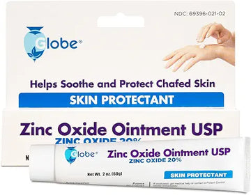 Globe Pharmacy Zinc Oxide Ointment 20%, 2 Ounce Tube, Advanced Skin Protection, for Diaper Rash, Relief from Poison Ivy, Sumac & Oak, Protects from Wetness, Protects Chafed Skin