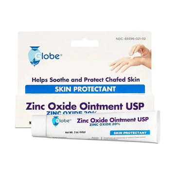 Globe Pharmacy Zinc Oxide Ointment 20%, 2 Ounce Tube, Advanced Skin Protection, for Diaper Rash