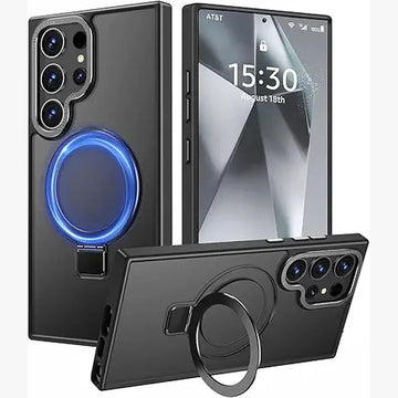 Eligo for Samsung S24 Ultra Case, Compatible with MagSafe, Magnetic Cover with Invisible Stand, Translucent Matte Back Shockproof Case, Slim Full Protection Phone Case for Galaxy S24 Ultra 5G (Black)