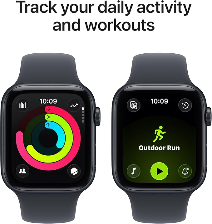 Apple Watch SE 3 GPS 44mm Smartwatch with Midnight Aluminium Case with Midnight Sport Band S/M. Fitness and Sleep Trackers, Heart Rate Monitor, Always-On Display, Water Resistant