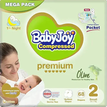BabyJoy Olive Oil, Size 2, Small, 3.5-7 kg, Mega Pack, 68 Diapers