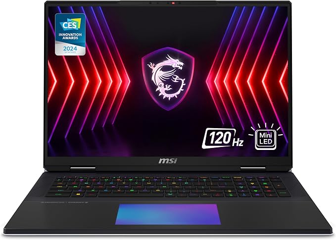 MSI Titan 18 HX 1” 120Hz MiniLED UHD+ Gaming Laptop: Intel Core i9-14900HX, NVIDIA Geforce RTX 4090, 128GB DDR5, 4TB NVMe SSD, 2X Thunderbolt 4, Cooler Boost 5, Win 11 Pro: Black A14VIG-036US