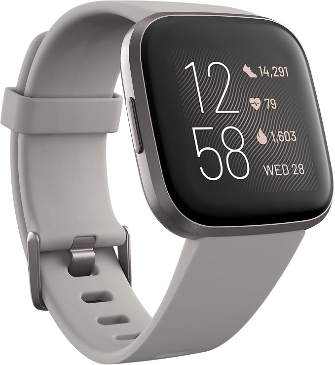 Fitbit Versa 2 Health and Fitness Smartwatch - Bordeaux/Copper Rose Aluminium