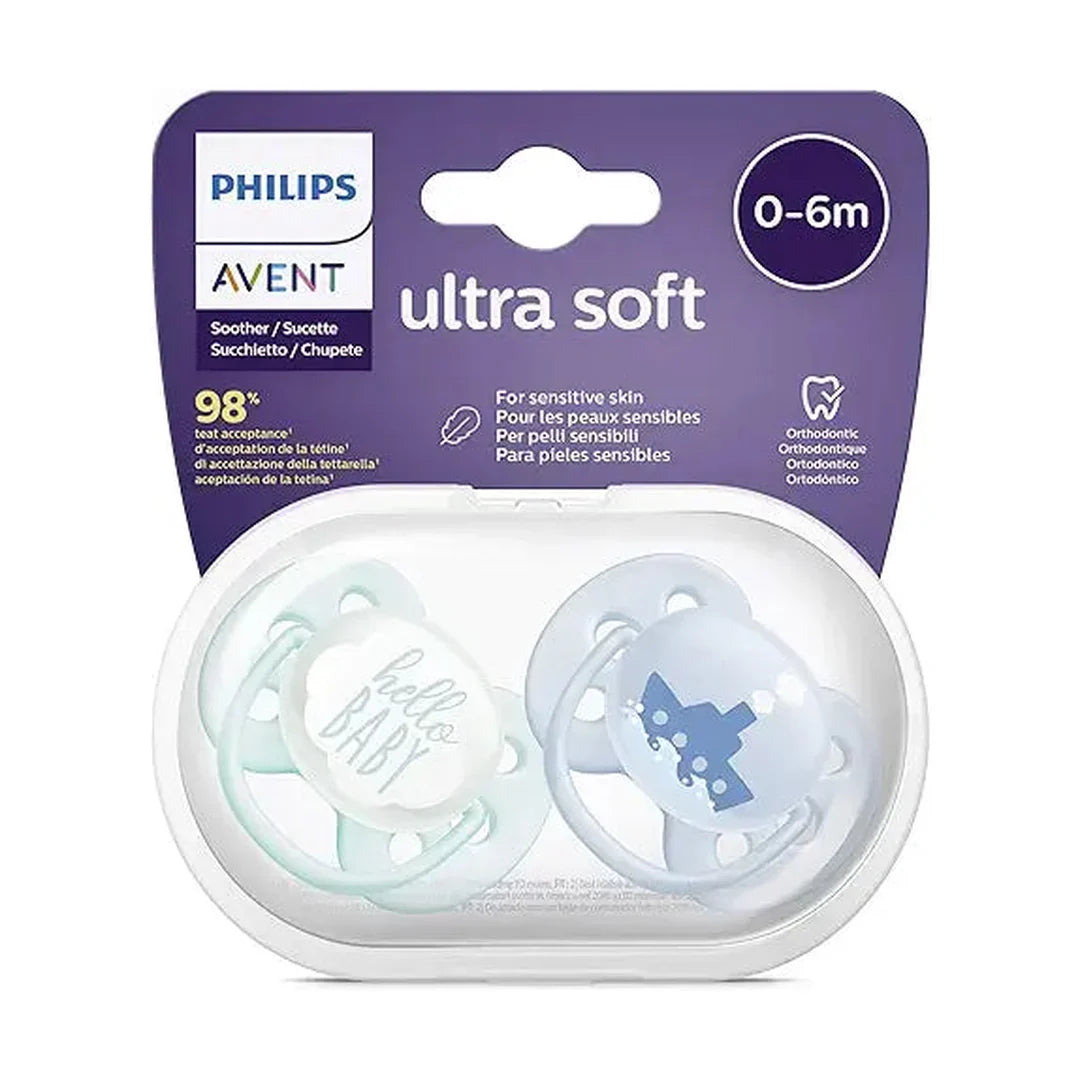 Philips Avent Ultra Soft Soother, 2 PiecesFor Boys,