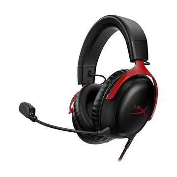 HyperX Cloud III – Wired Gaming Headset, PC, PS5, Xbox Series X|S, Angled 53mm Drivers, DTS, Memory Foam, Durable Frame, Ultra-Clear 10mm Mic, USB-C, USB-A, 3.5mm – Black/Red