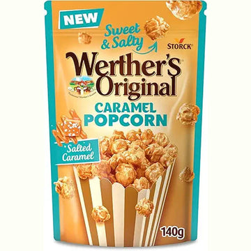 Werther's Original Salted Caramel Popcorn Classic Caramel Coated Popcorn, 140g, Rich Buttery Flavor Perfect For Sharing
