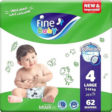 Fine Baby, Size 4, Large, 7–14 kg, 62 Diapers