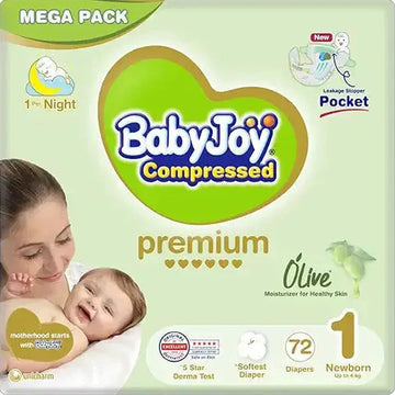 BabyJoy Olive Oil, Size 1, Newborn, 0-4 kg, Mega Pack, 72 Diapers