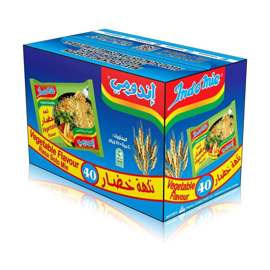 Indomie Pillow Pack Vegetable Flavor, 40 X 75G- Pack Of 1 V1600