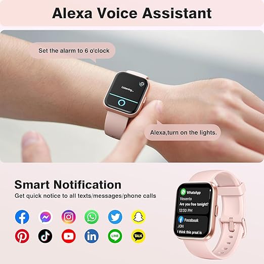 Fitpolo Smart Watch for Women Android & iPhone, Alexa Built-in [1.8" HD Screen] IP68 Waterproof Fitness Watch with Bluetooth Call (Answer/Make), Heart Rate/Sleep/SpO2 Monitor, 105 Sports Trackers