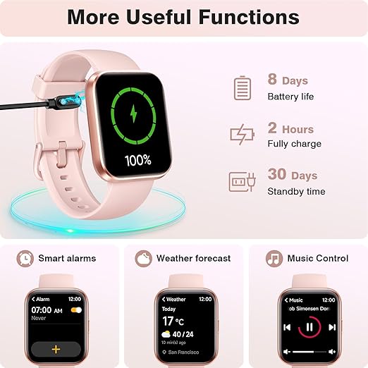 Fitpolo Smart Watch for Women Android & iPhone, Alexa Built-in [1.8" HD Screen] IP68 Waterproof Fitness Watch with Bluetooth Call (Answer/Make), Heart Rate/Sleep/SpO2 Monitor, 105 Sports Trackers