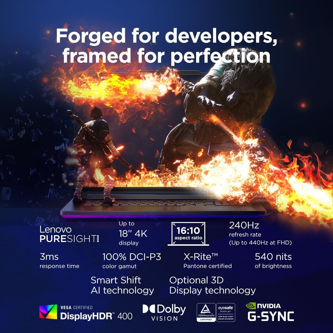 Lenovo Legion 9 18IAX10 AI Gaming Laptop, 18" WQUXGA 440Hz Display, Intel Ultra 9 275HX, 64GB RAM, 4TB SSD, RTX 5090 24GB GDDR7, RGB EN-ARB, Win11, Eclipse Black [83EY0002AX] + 2Y Premium Care