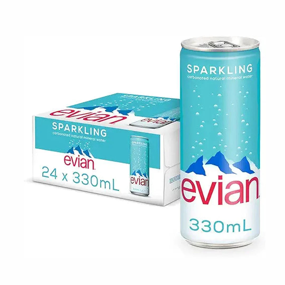 Evian Sparkling Water Can, 24 x 330 ml