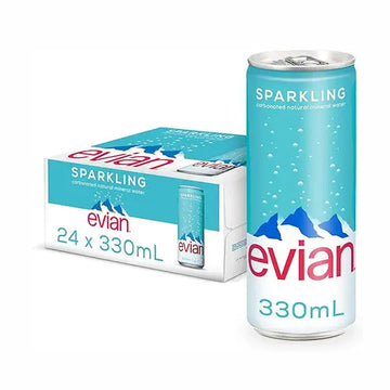Evian Sparkling Water Can, 24 x 330 ml