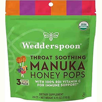 Wedderspoon Organic Manuka Honey Lollipops (24 Count, Variety Pack)