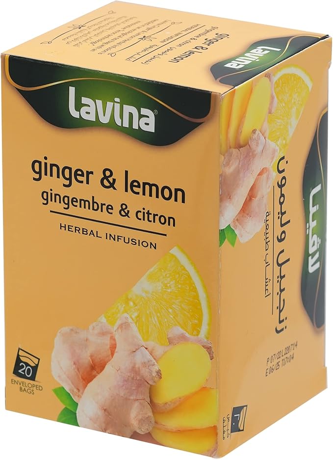 Lavina Herbal Infusion Ginger and Lemon Tea Bags, 20 X 2g - Pack of 1