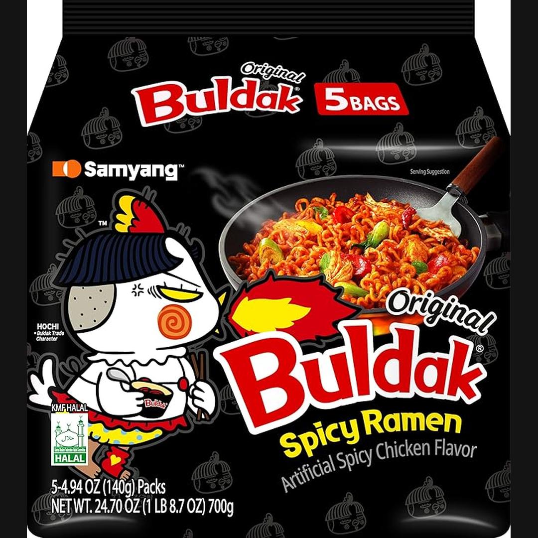 Samyang Buldak Korean Hot Spicy Chicken Stir-Fried Ramyun Noodles 4.94 oz (Pack of 5)