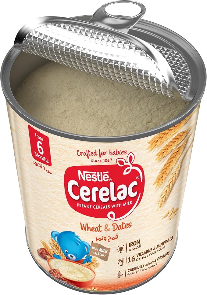 Nestle Cerelac Infant Cereal, Wheat & Dates, Baby Food, Tin, 1kg