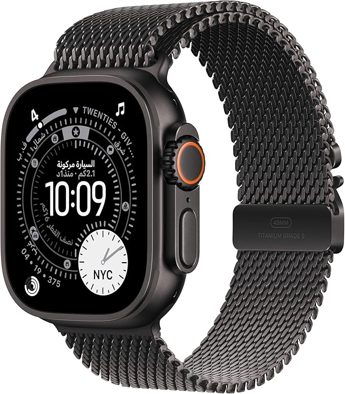 Apple Watch Ultra 3 GPS + Cellular 49mm Premium Running and Multisport Smartwatch with Rugged Black Titanium Case with Black Ocean Band. Advanced Health and Fitness Tracking