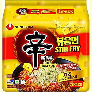 Nongshim Shin Ramyun Stir Fry with Cheese, 136g (Bundle of 5)