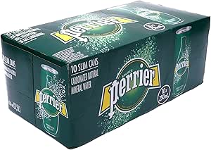 Saurce Perrier Sparkling natural Mineral water Can 250Ml Pack of 10