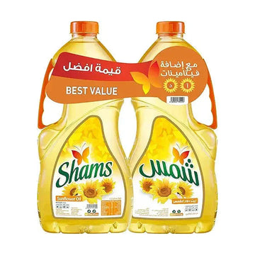 Shams Sunflower Oil, 2 X 1.5 Ltr, Yellow