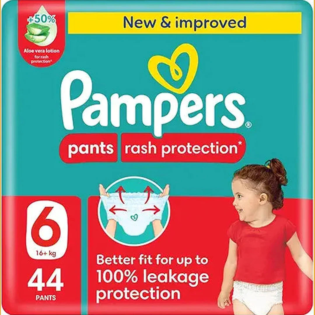 Pampers Rash Protection, Size 6, 16+ kg, Giant Pack, 44 Diaper Pants