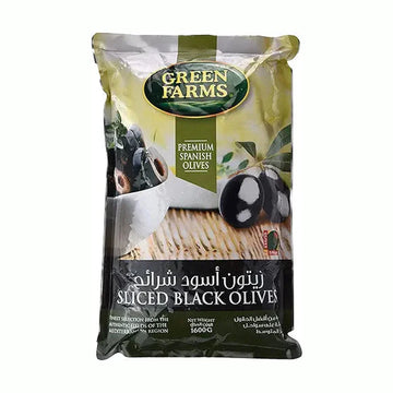 Green Farms Sliced Black Olives Pouch, 1.6Kg - Pack of 1