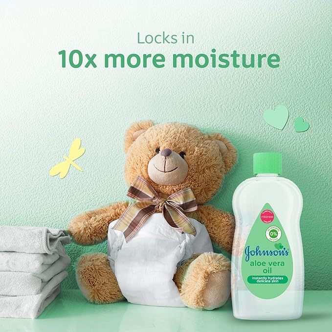 Johnson's Baby Oil with Aloe Vera 300ml – Locks in Moisture, Gentle on Baby Skin, Leaves It Soft & Smooth, Ideal for Massage & Daily Use
