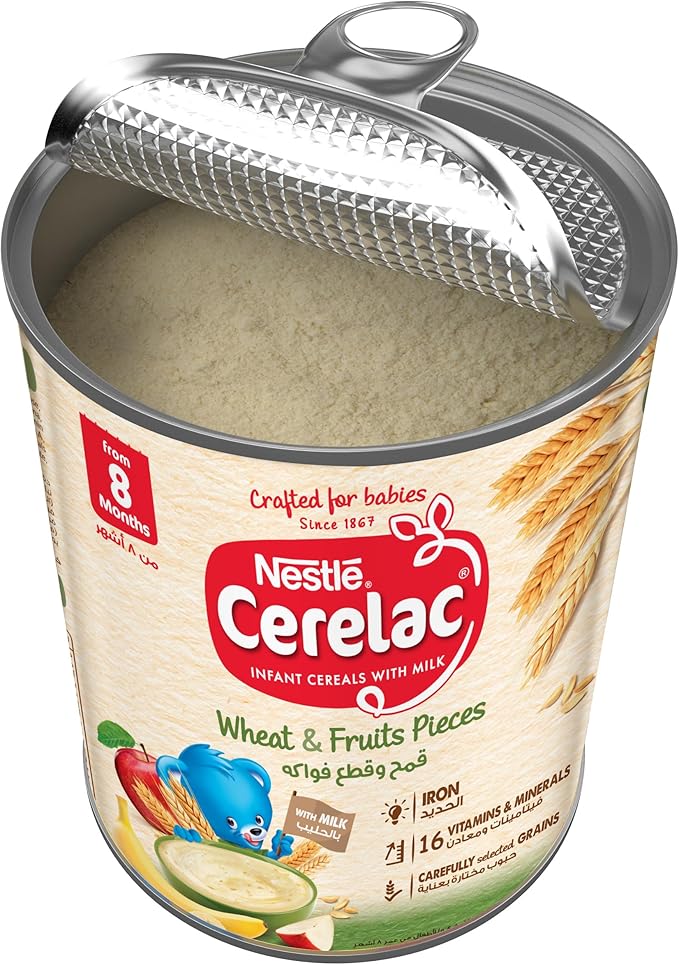 Nestle Cerelac Wheat And Fruit Pieces Baby Cereal Food, From 8 Months, Tin 1Kg