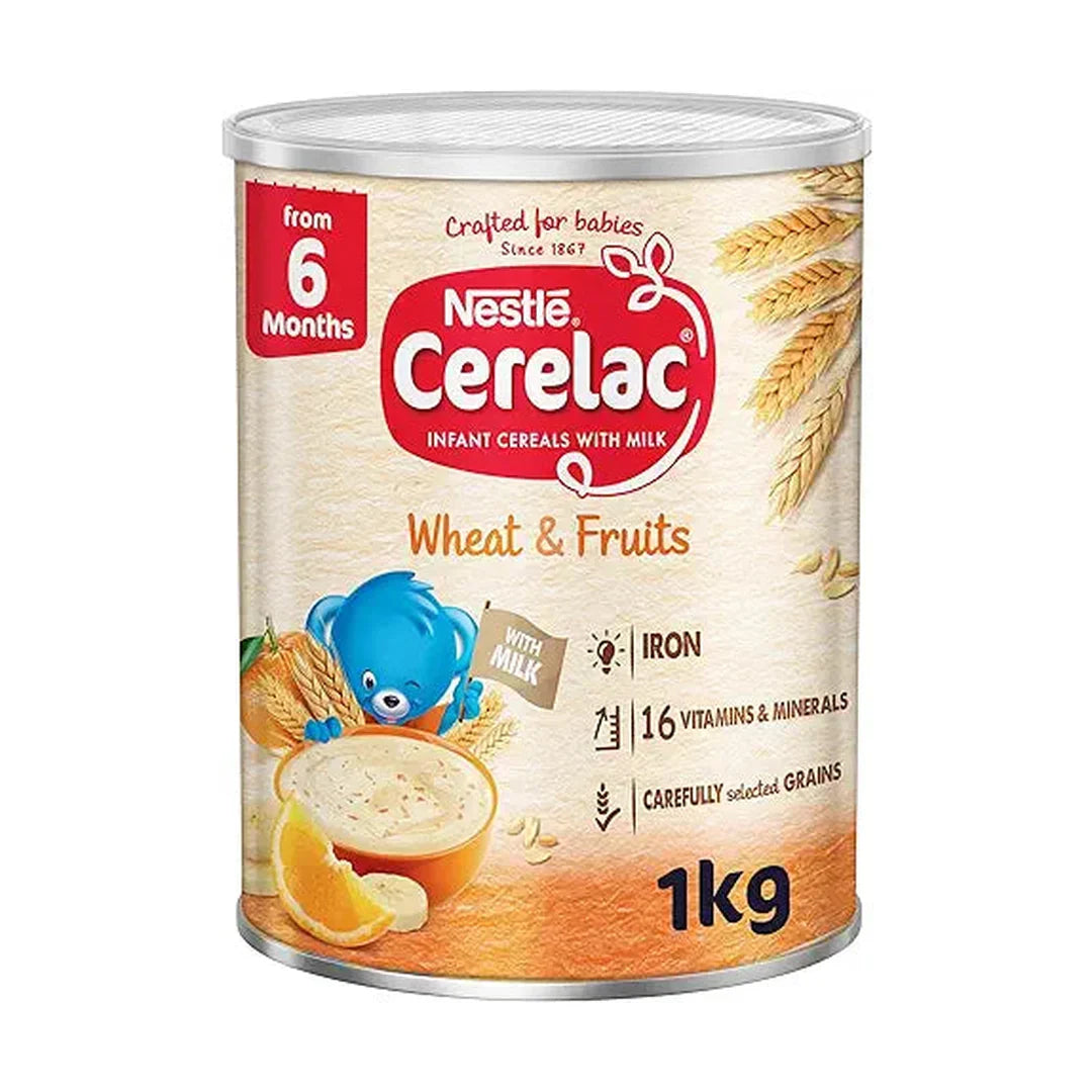 Nestle Cerelac Nestle Infant Baby Cereal, Wheat & Fruits, Baby Food, Tin, 1kg