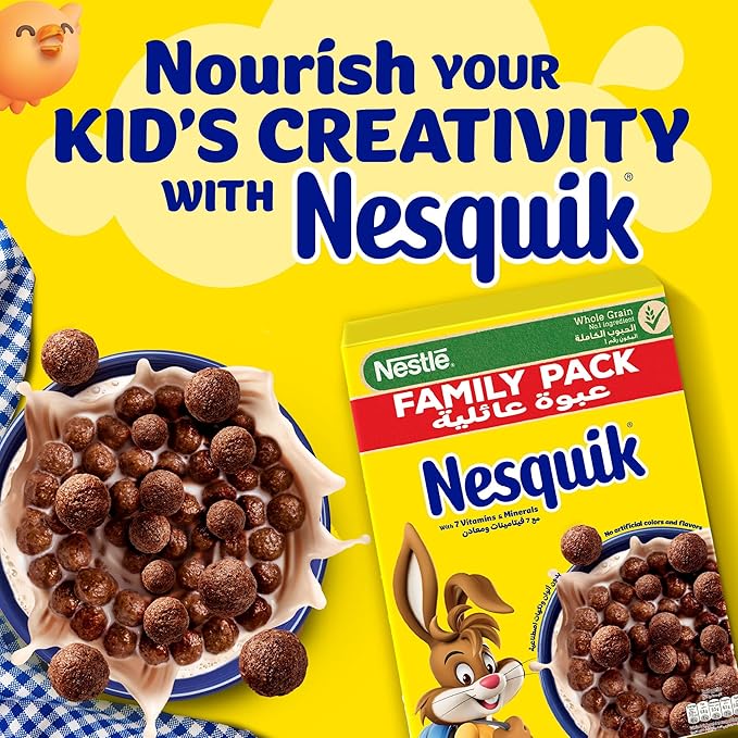 Nesquik Nestle Cereal Chocolate Breakfast Cereal, Family Pack, Made with Whole Grain, 950g