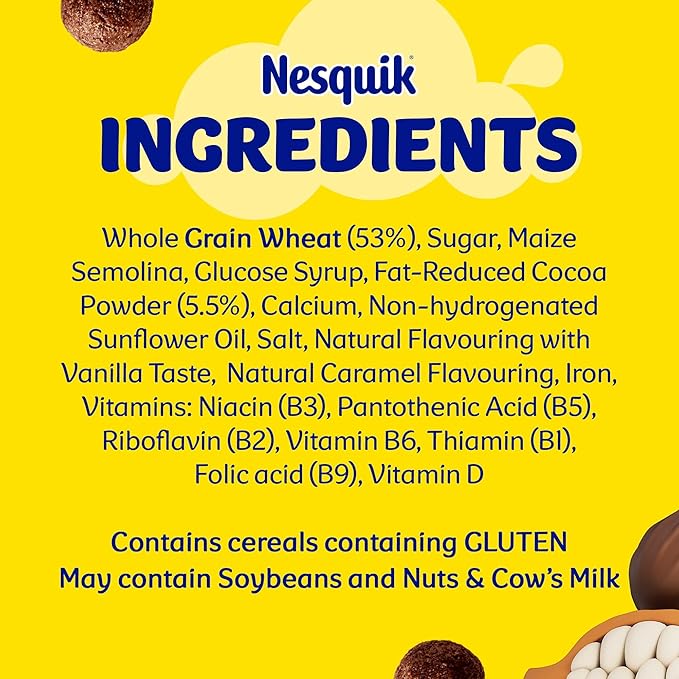 Nesquik Nestle Cereal Chocolate Breakfast Cereal, Family Pack, Made with Whole Grain, 950g