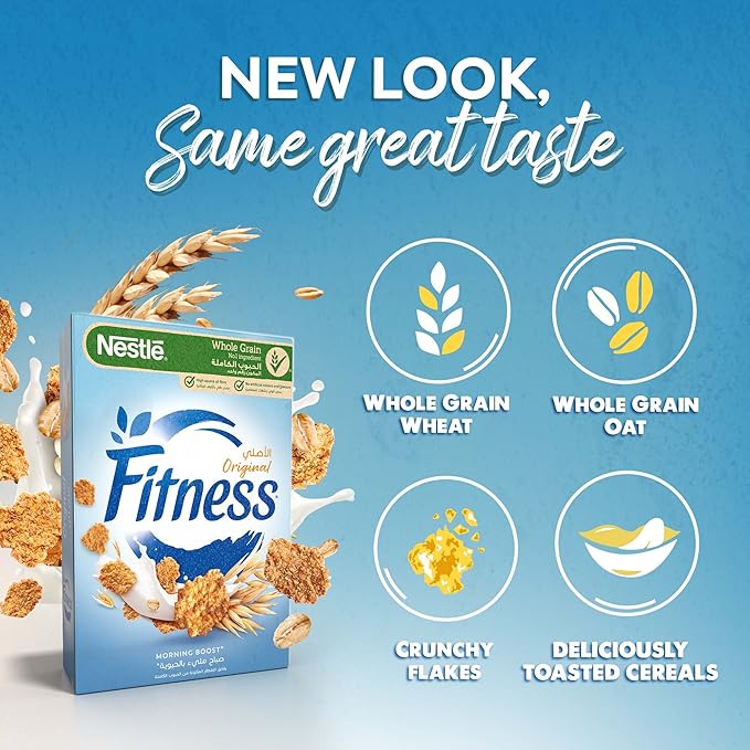 Nestle Fitness Original Breakfast Cereal, Made with Whole Grain, Pack, 375g