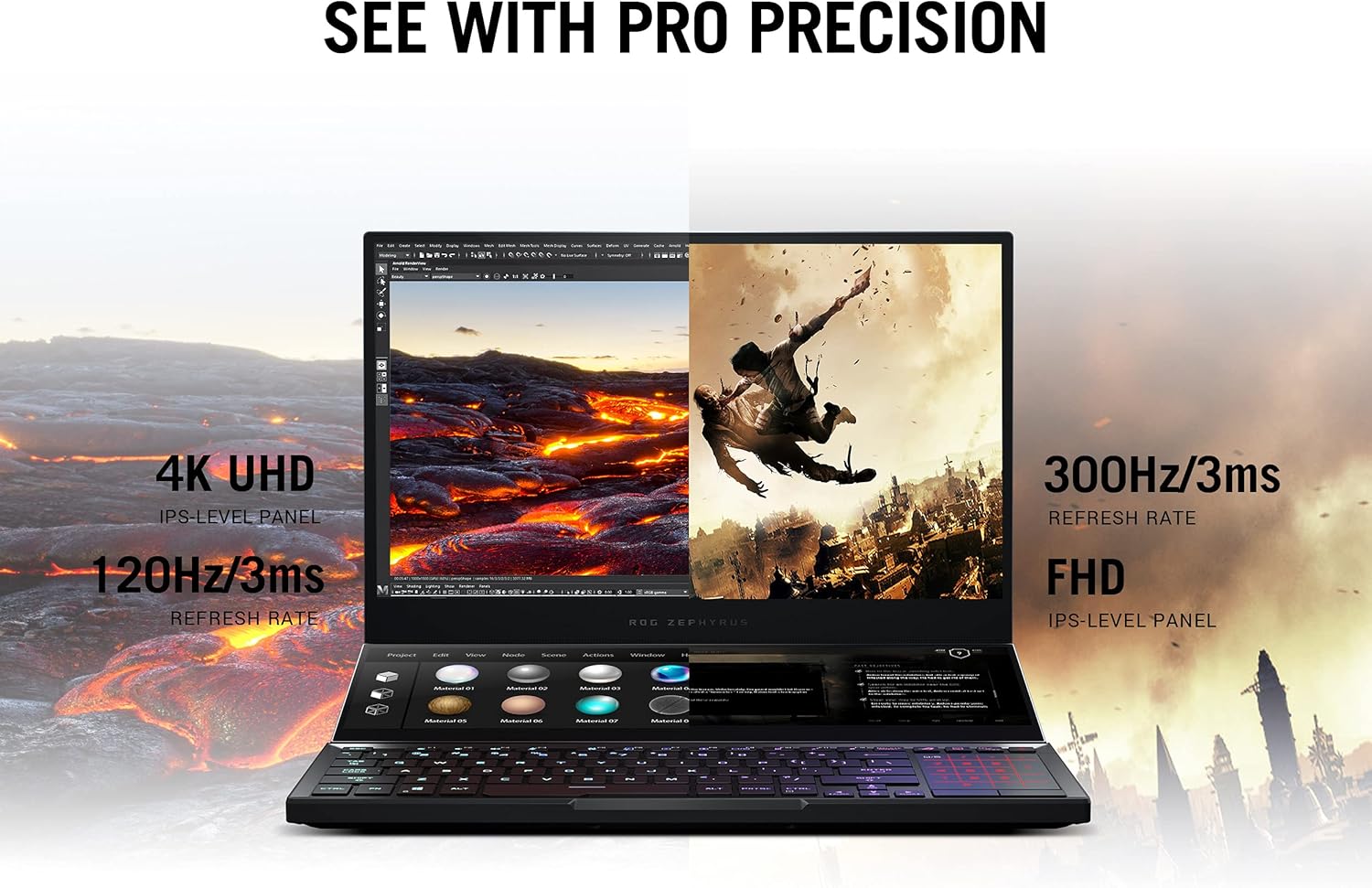 ASUS ROG Zephyrus Duo SE 15 Gaming Laptop, 15.6” 4K 120Hz IPS Type Display, NVIDIA GeForce RTX 3080, AMD Ryzen 9 5900HX, 32GB DDR4, 2TB RAID 0 SSD, Per-Key RGB Keyboard, Windows 10 Pro, GX551QS-XS99