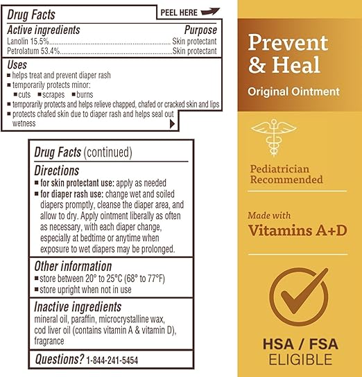 A+D Original Diaper Rash Ointment, Skin Protectant With Lanolin and Petrolatum, (Packaging May Vary) Cream 16 Ounce (Pack of 1)