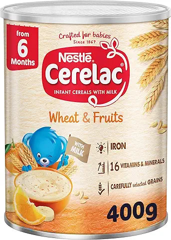 Nestle Cerelac Wheat and Fruits Baby Cereal Food, from 6 months, Tin 400g