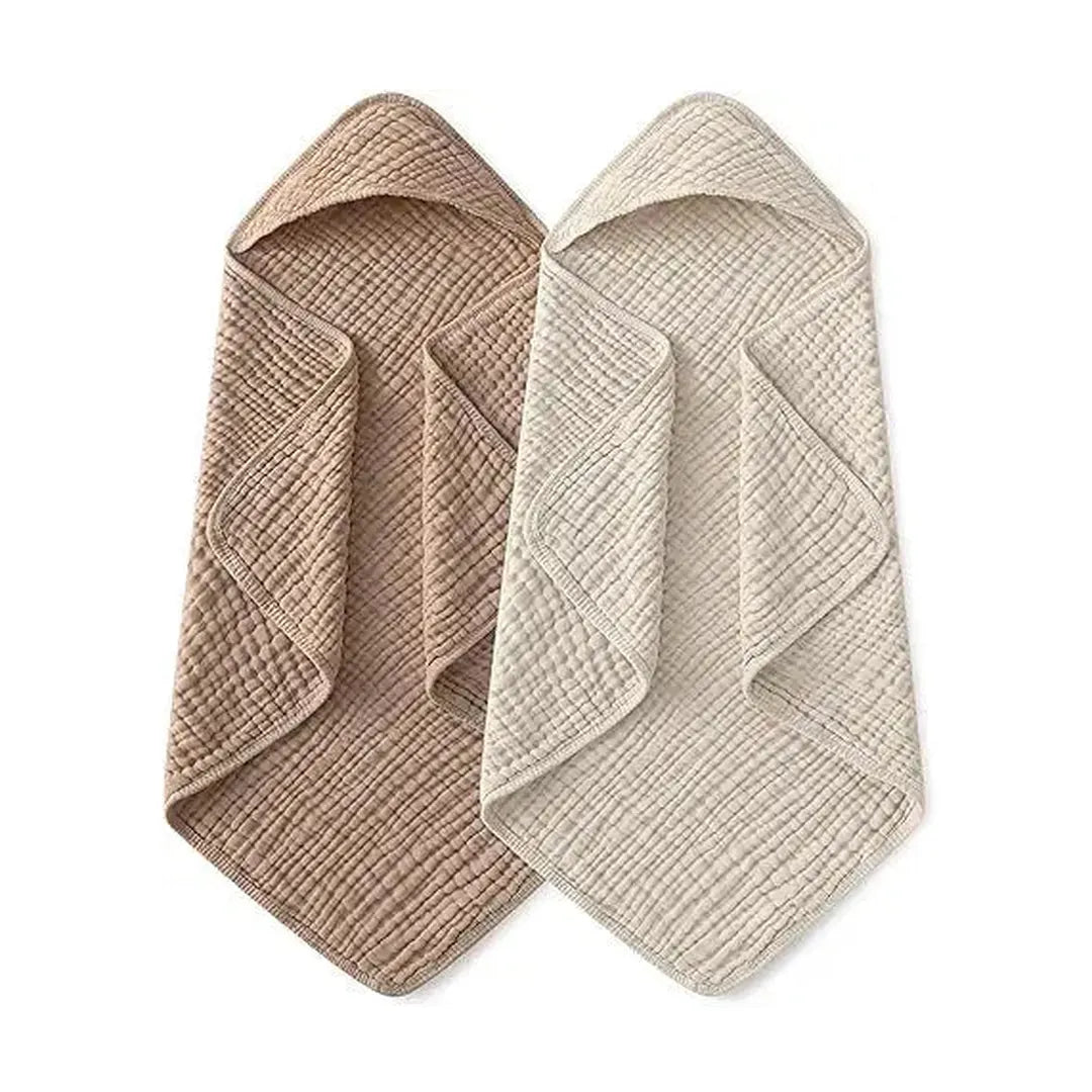Yoofoss Hooded Baby Towels for Newborn 2 Pack 100% Muslin Cotton Baby Bath Towel with Hood for Babies, Infant, Toddler and Kids, Large 32x32Inch, Soft and Absorbent Newborn Essential