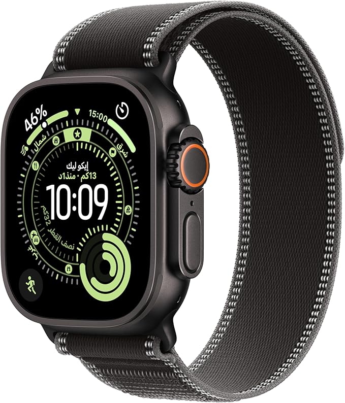 Apple Watch Ultra 3 GPS + Cellular 49mm Premium Running and Multisport Smartwatch with Rugged Black Titanium Case with Black Ocean Band. Advanced Health and Fitness Tracking