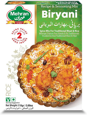 Mehran Biryani Masala, 110g | Authentic Indian Spice Blend for Flavorful Biryani & Rice Dishes | Halal Certified | Perfect for Chicken, Mutton & Veggie Recipes