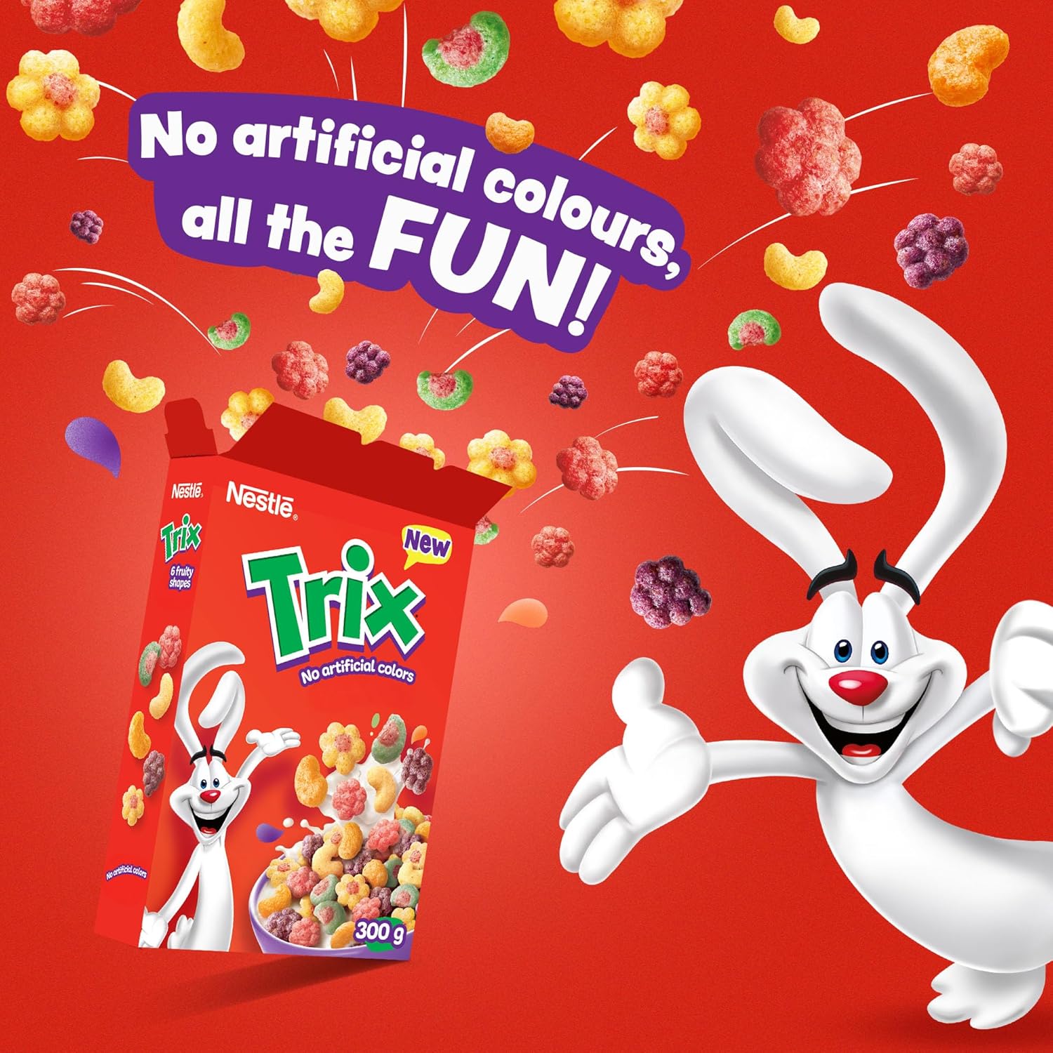 Nestlé Trix, 6 Fruity Shaped Breakfast Cereal Pack, 330g