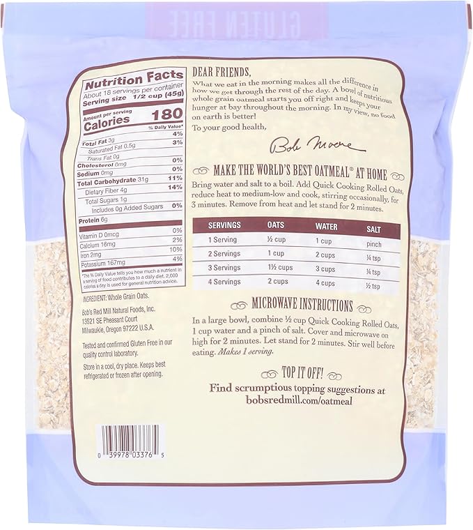 Bob's Red Mill GF Quick Rolled Oats 4/28 Oz