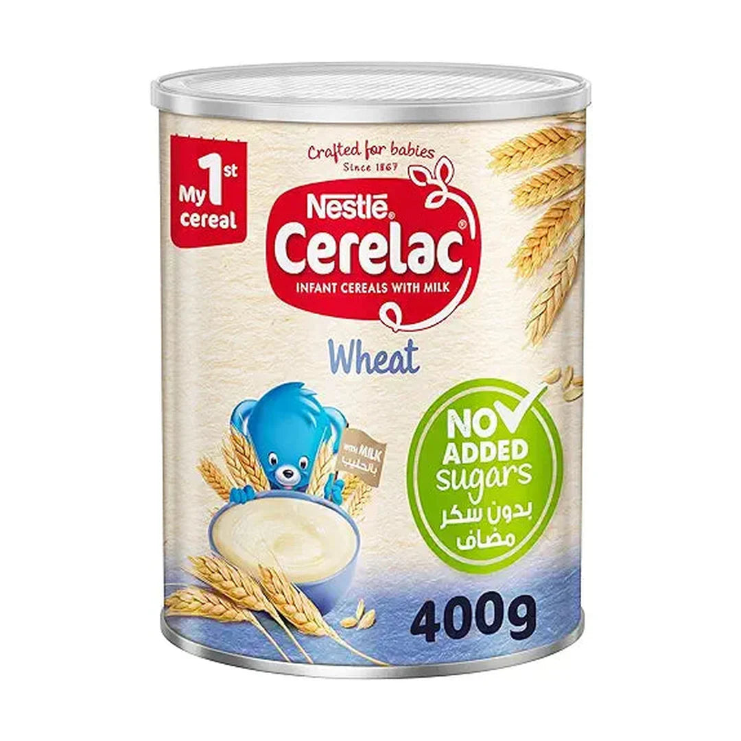 Cerelac Nestle Wheat, Infant Cereals with Milk, No Added Sugars, From 6 months, Tin, 400g