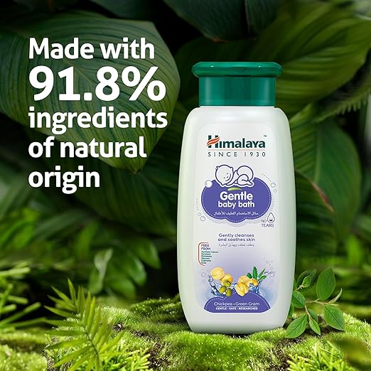 Himalaya No Tears Gentle Baby Bath, 200ml – Gently Cleanses & Soothes with Chickpea & Green Gram | Skin-Friendly pH, Mild Fragrance | Free from Alcohol, Parabens & Sulphates
