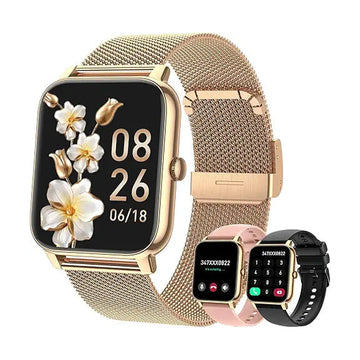 Smart Watch for Women Fitness Tracker: Gold Smart Watches for Women Digital Mens Watches Make/Answer Call Waterproof Running Smartwatch Android Phone iPhone Samsung Compatible Heart Rate Monitor