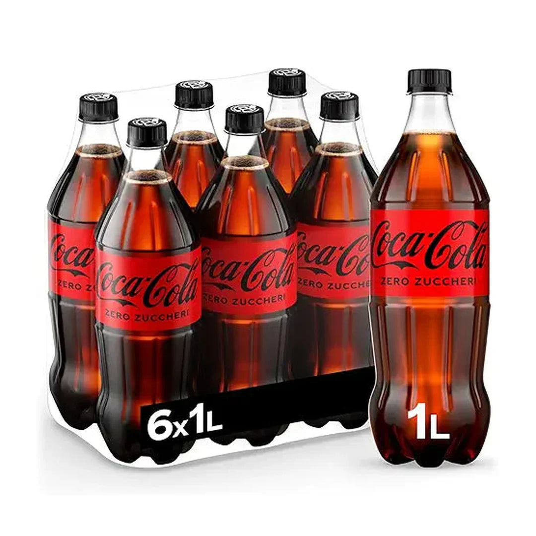 Coca-Cola Zero Calories, Carbonated Soft Drink, PET 1L, pack of 6